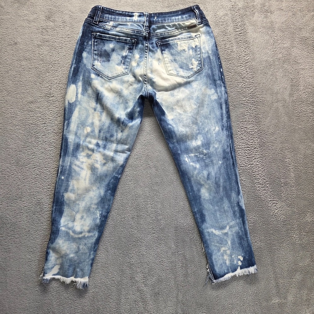 Kancan Signature Jeans Womens 28 Blue Boyfriend Cropped Mid Rise Acid Wash Denim - Picture 2 of 9